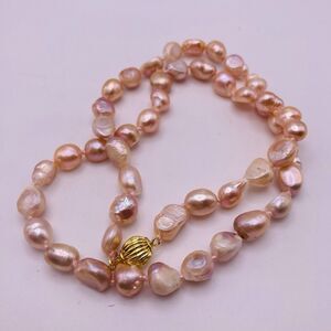 Baroque Pink Freshwater Pearl Necklace 19”